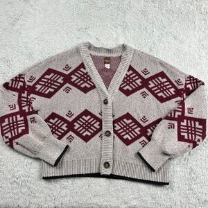TEA kids cardigan sweater Gray Maroon size Large 8-10 100% Cotton